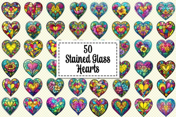 50 Stained Glass Hearts Clipart for Creative Projects
