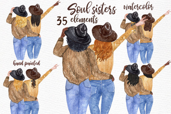 Best Friends Clipart: Hand-Painted Watercolor Designs