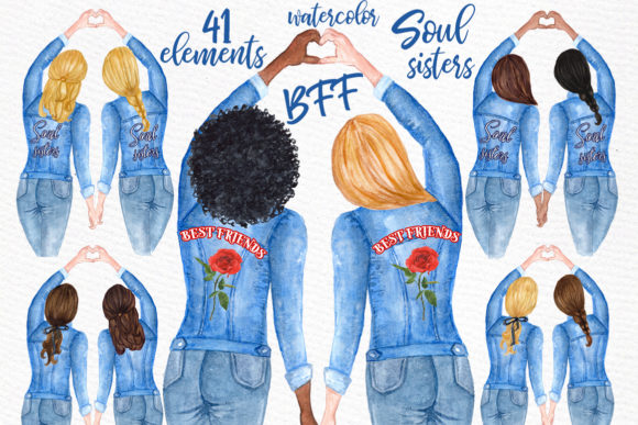 Best Friends Watercolor Clipart: A Creative Toolkit for Authentic Design