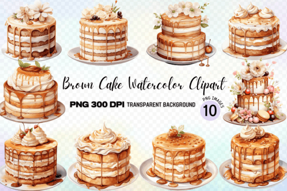 Brown Cake Watercolor Clipart: A Sweet Addition to Your Creative Toolkit