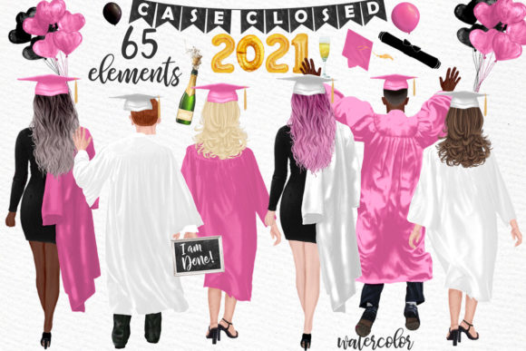 Celebrate Milestones with Graduate Students Grad White Gowns Clipart