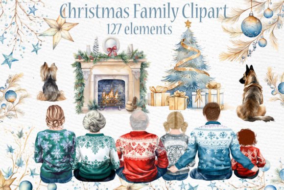 Christmas Family Clipart: Big Family PNGs for Your Designs