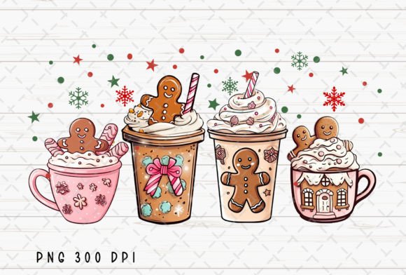 Embracing Festive Whimsy with Pink Gingerbread Coffee Christmas PNG