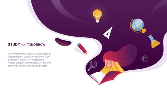 Girl with Study Instrument Illustration: A Timeless Design Asset