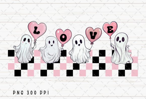 Love Ghosts Heart Cute Valentine Day PNG: A Playful Design Asset