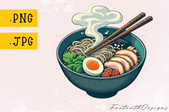 Ramen Noodle Bowl with Toppings: A Feast for Your Designs