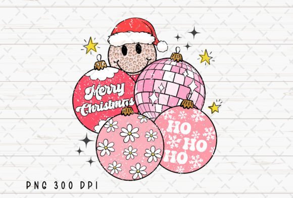Retro Merry Christmas Ornaments Pink PNG: A Fresh Festive Take