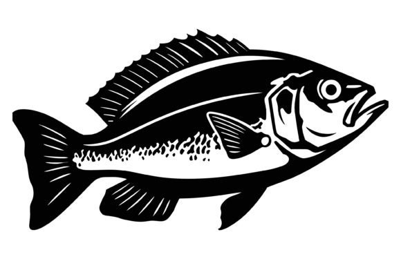 River Snapper Fish Silhouette: A Design Asset with Bite