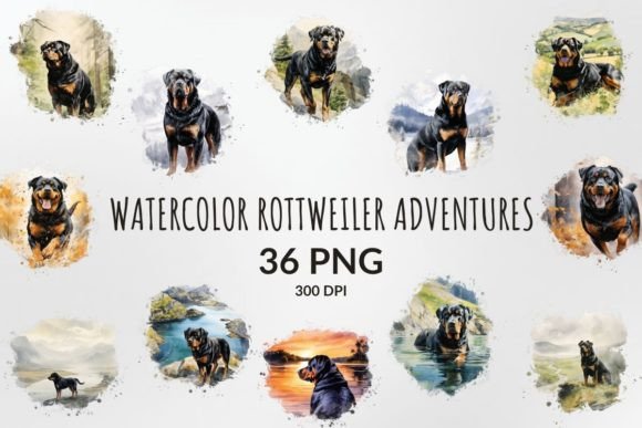 Rottweiler Adventures Sublimation: A Watercolor Collection