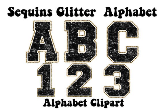 Sequins Glitter Black and Gold Alphabets: Your Design Toolkit