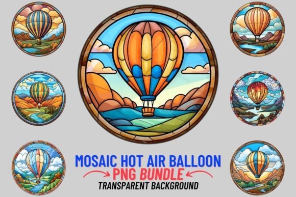 Stained Glass Hot Air Balloon 12 PNG: A Design Asset